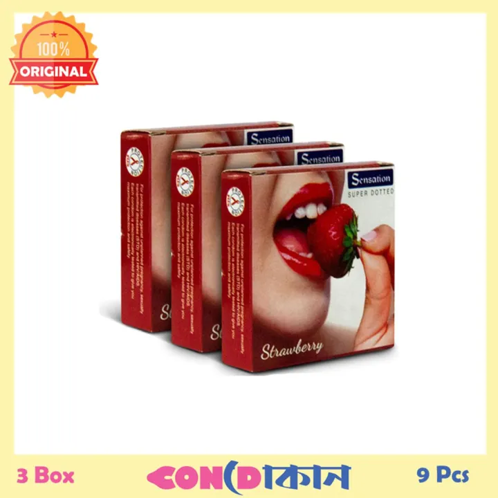 Picture of Sensation Super Dotted Strawberry Flavor Condom 3 Box (9 pcs)