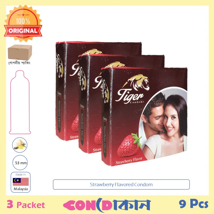 Picture of Tiger Strawberry Flavoured Condom 3 Packet (9 Pcs)