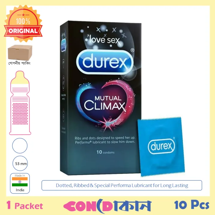Picture of Durex Mutual Claimax Condom (Ribbed, Dotted with Performa Lubricant) 1 Pack (10 Pcs)