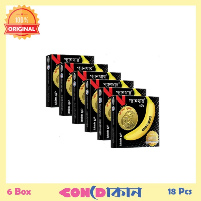 Picture of Panther Dotted Banana Flavor Condom For Protection 6 Box (18 Pcs)