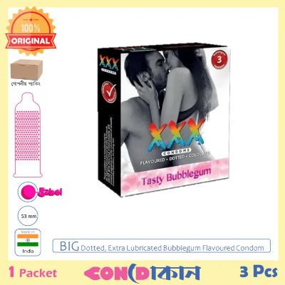Picture of XXX Big Dotted Tasty Bubblegum Flavorured Condom 1 Pack (3 Pcs)
