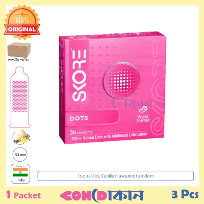 Picture of SKORE 1500+ Dotted Vanilla Flavoured Condom 1 Pack (3 Pcs)