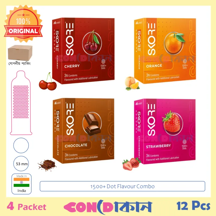 Picture of SKORE 1500+ Dot Condom Flavour Combo 4 Pack (12 Pcs)