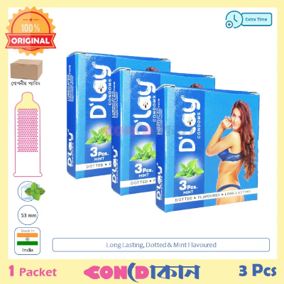 Picture of D'Lay Long Lasting Dotted Mint Flavoured Condom 3 Pack (9 Pcs)