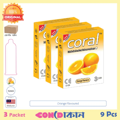 Picture of Coral Orange Flavoured Condom 3 Packet (9 Pcs)