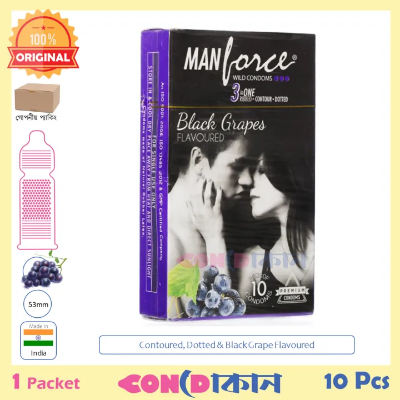 Picture of Manforce 3 in 1 Black Grapes Flavored Premium Condom 1 Box (10 Pcs) Indian