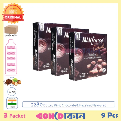 Picture of Manforce Cocktail 2280 Dots Chocolate & Hazelnut Flavoured Condom 3 Pack (9 Pcs)