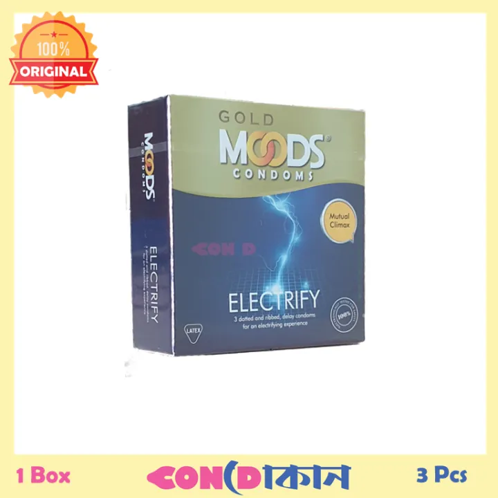 Picture of Moods Gold Electrify Mutual Climax (Dotted, Ribbed & Delay) Condom 1 Pack (3pcs) (FBD)