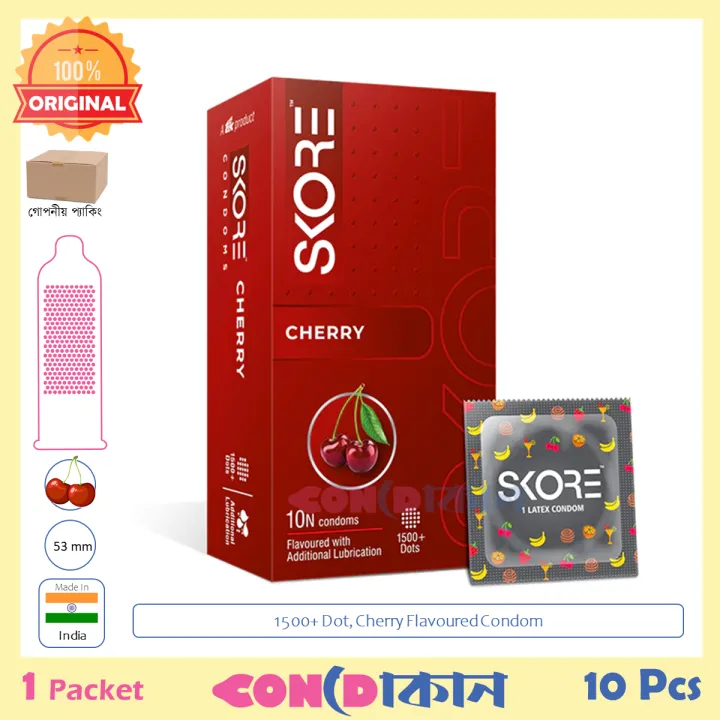 Picture of SKORE 1500+ Dotted Cherry Flavoured Condom 1 Pack (10 Pcs)