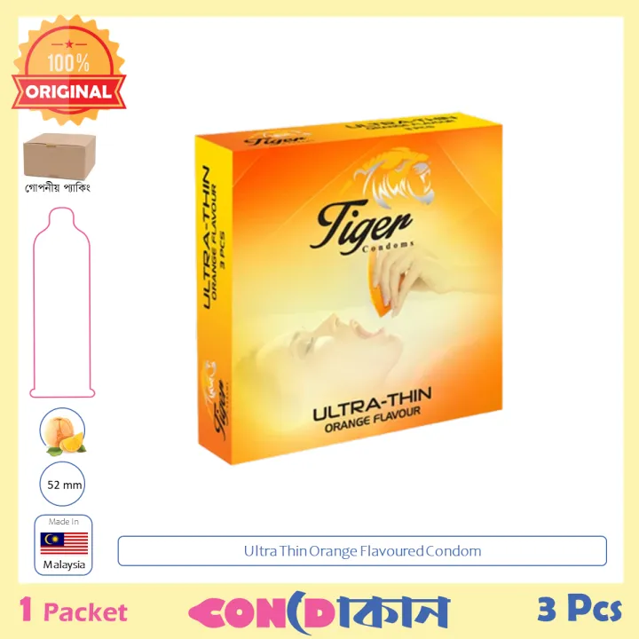 Picture of Tiger Ultra Thin Orange Flavoured Condom 1 Pack (3 Pcs)