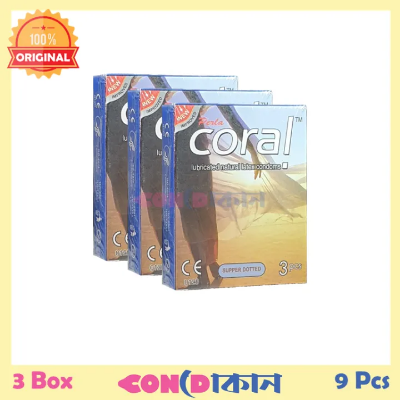 Picture of Coral Lubricated Natural Latex Condom  Super Dotted 3 Box (9 Pcs) (FBD)