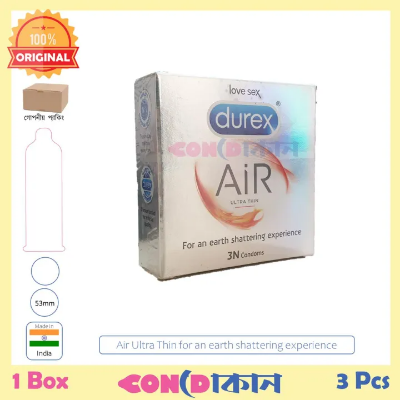 Picture of Durex AIR Ultra Thin Condom for an earth shattering experience 1 Box (3 Pcs) Indian