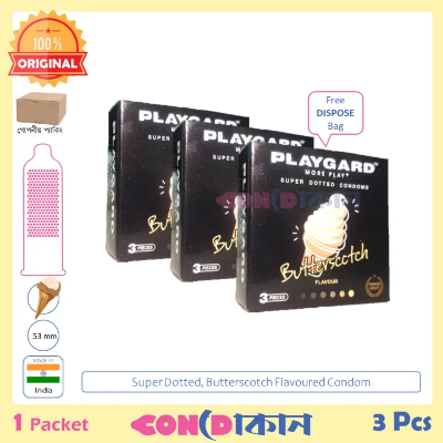 Picture of Super Dotted Butterscotch Flavoured condoms 3 pack (9pcs)
