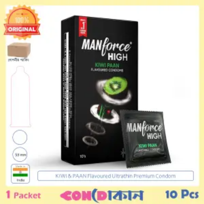 Picture of Manforce ultra Thin High Kiwi Paan Flavoured 1 pack Condoms (10pcs)
