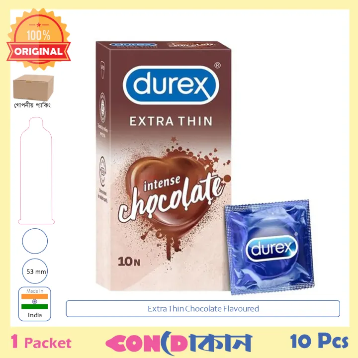 Picture of Durex Extra Thin Intense Chocolate Flavoured Condom 1 Pack (10 Pcs) Indian