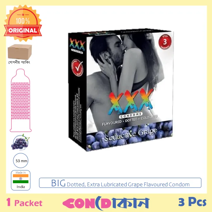 Picture of XXX Big Dotted Seductive Grape Flavorured Condom 1 Pack (3 Pcs)