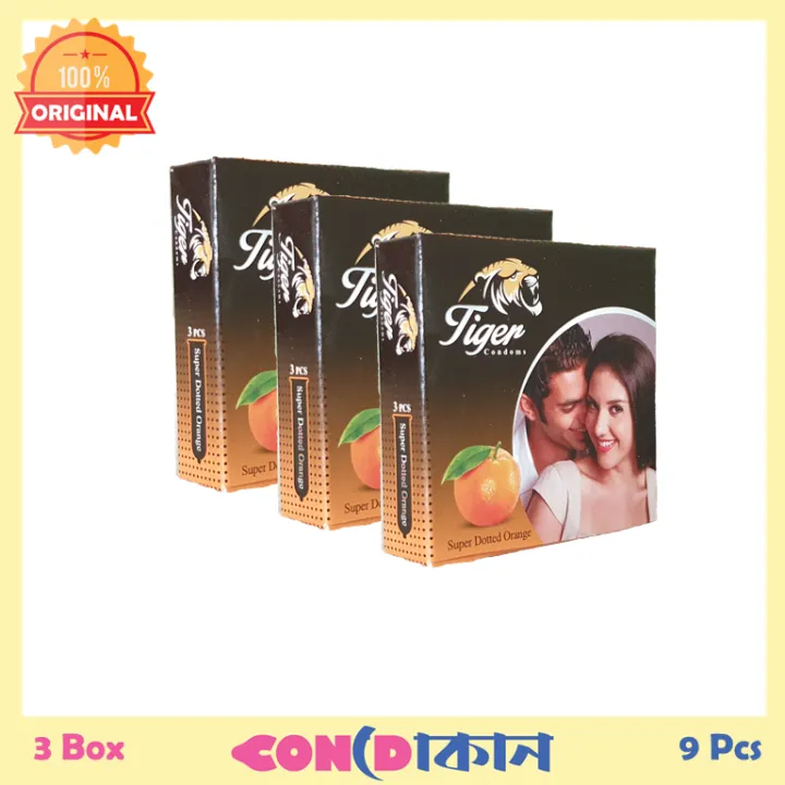 Picture of Tiger Super Dotted Orange Flavored Condoms 3 Box (9 Pcs)