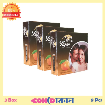 Picture of Tiger Super Dotted Orange Flavored Condoms 3 Box (9 Pcs)