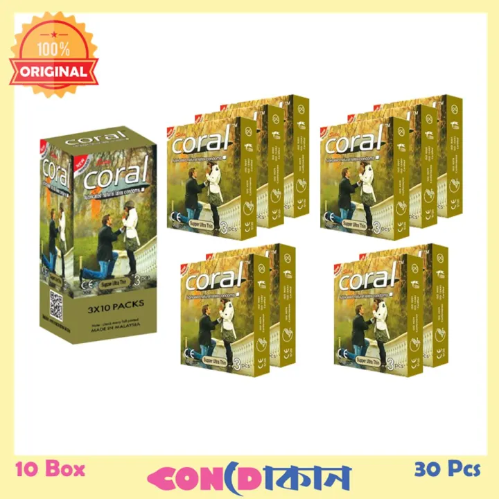 Picture of Coral Lubricated Natural Latex Super Ultra Thin Condom 10 Box (30 Pcs) (FBD)