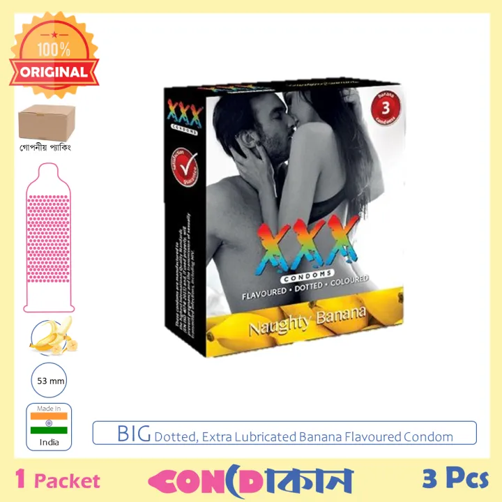 Picture of XXX Big Dotted Naughty Banana Flavorured Condom 1 Pack (3 Pcs)
