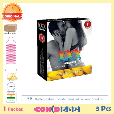 Picture of XXX Big Dotted Naughty Banana Flavorured Condom 1 Pack (3 Pcs)