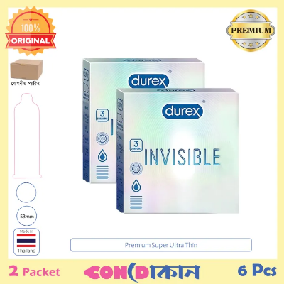 Picture of Durex Invisible Super Premium Transparent Super Ultra Thin Condom 2 Packet (6 Pcs) Indian