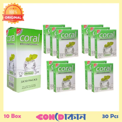 Picture of Coral Lubricated Natural Latex  Mint Flavour Condom 10 Box ( 30 Pcs )