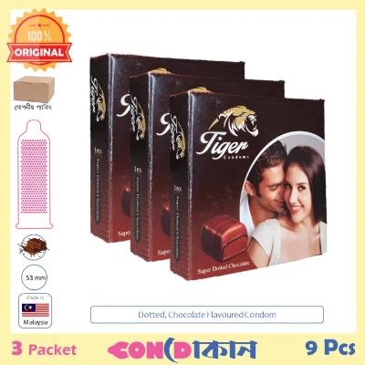Picture of Tiger Super Dotted Chocolate Flavoured Condom 3 Packet (9 Pcs)