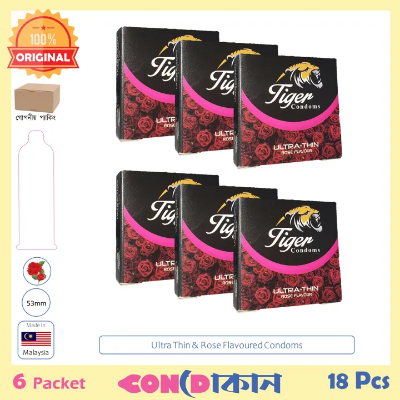 Picture of Tiger Ultra Thin Rose Flavour Condom 6 Packet (18 Pcs)