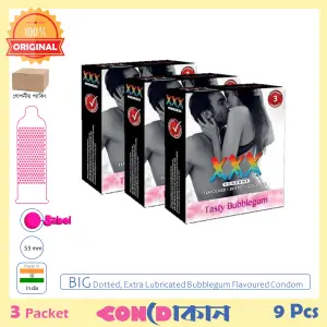 Picture of XXX Big Dotted Tasty Bubblegum Flavorured Condom 3 Pack (9 Pcs)