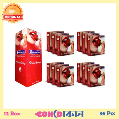 Picture of CD Sensation Super Dotted Strawberry Flavor Condom 12 Box (36 pcs) -Condom