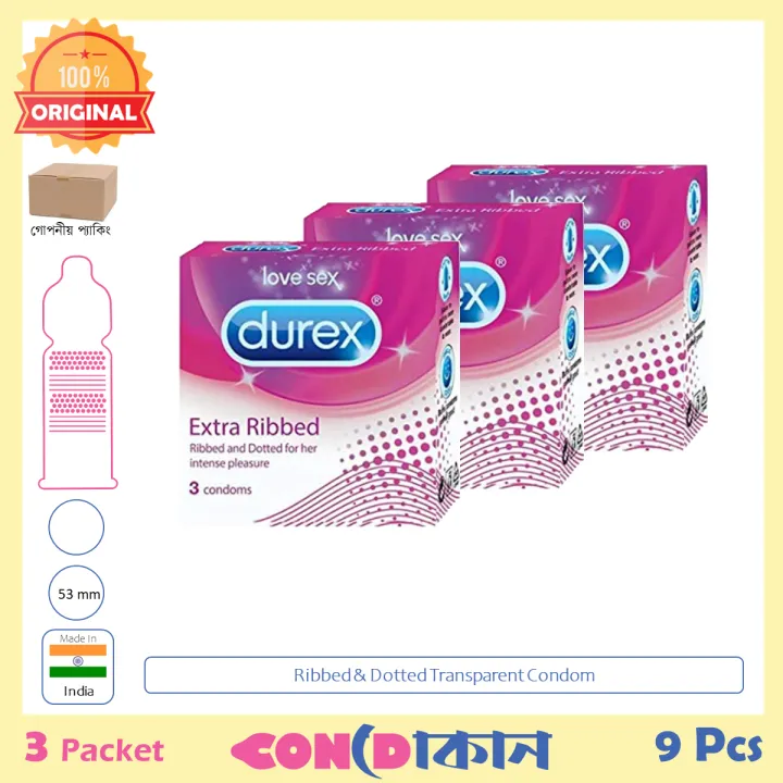 Picture of Durex Extra Ribbed 3 Pack (9 Pcs) Indian