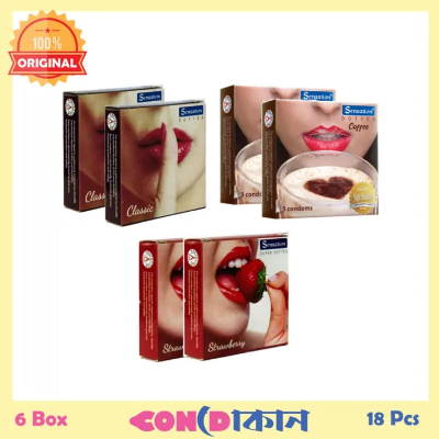 Picture of Sensation Super Dotted Condom Combo 6 Box (18 Pcs) (Classic 6p + Strawberry 6p + Coffee 6p)