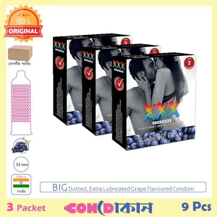 Picture of XXX Big Dotted Seductive Grape Flavorured Condom 3 Pack (9 Pcs)
