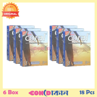 Picture of Coral Lubricated Natural Latex Condom  Super Dotted 6 Box (18 Pcs)