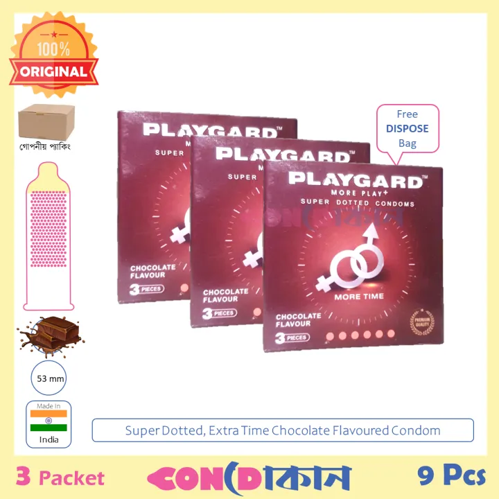 Picture of Playgard Super Dotted Extra Time Chocolate Flavoured condoms 3 pack (9pcs)