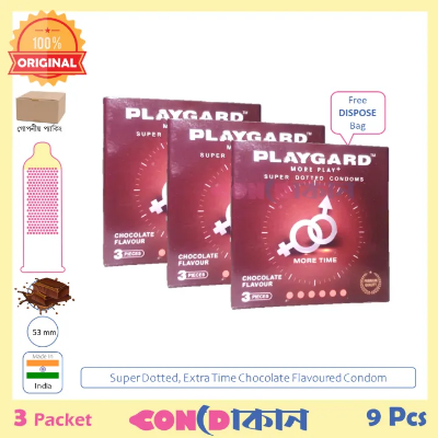Picture of Playgard Super Dotted Extra Time Chocolate Flavoured condoms 3 pack (9pcs)