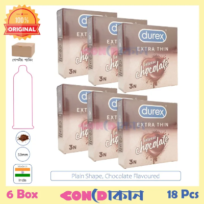 Picture of Durex Extra Thin Intense Chocolate Condom 6 Box (18 Pcs) Indian