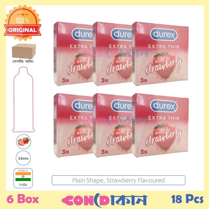 Picture of Durex Extra Thin Wild Strawberry Condom 6 Box (18 Pcs) Indian