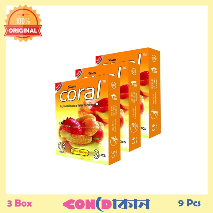 Picture of Coral 3 Fruits Flavor Condom (Fruits) 3 Box ( 9 Pcs )