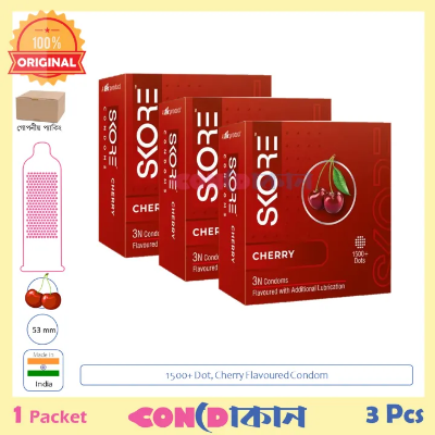Picture of SKORE 1500+ Dotted Cherry Flavoured Condom 3 Pack (9 Pcs)