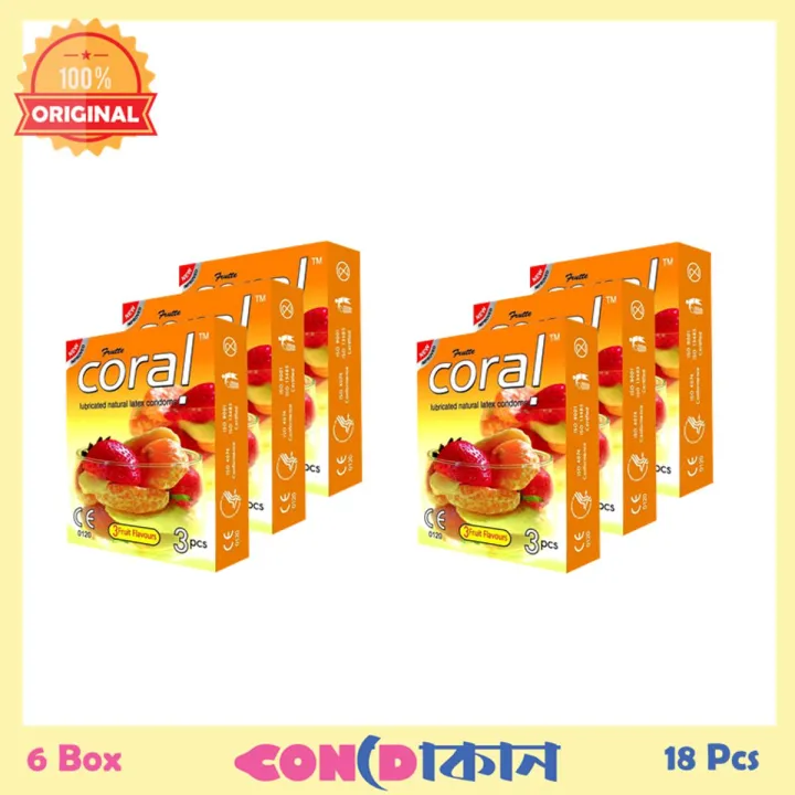 Picture of Coral 3 Fruits Flavor Condom (Fruits) 6 Box ( 18 Pcs )