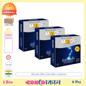 Picture of Moods Silver Electrify Mutual Climax (Dotted, Ribbed & Delay) Condom 3 Box (9pcs) -Condom