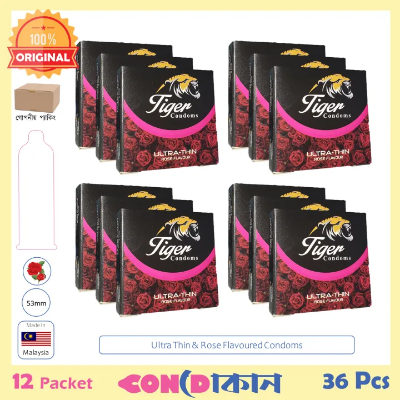 Picture of Tiger Ultra Thin Rose Flavour Condom 12 Packet (36 Pcs)