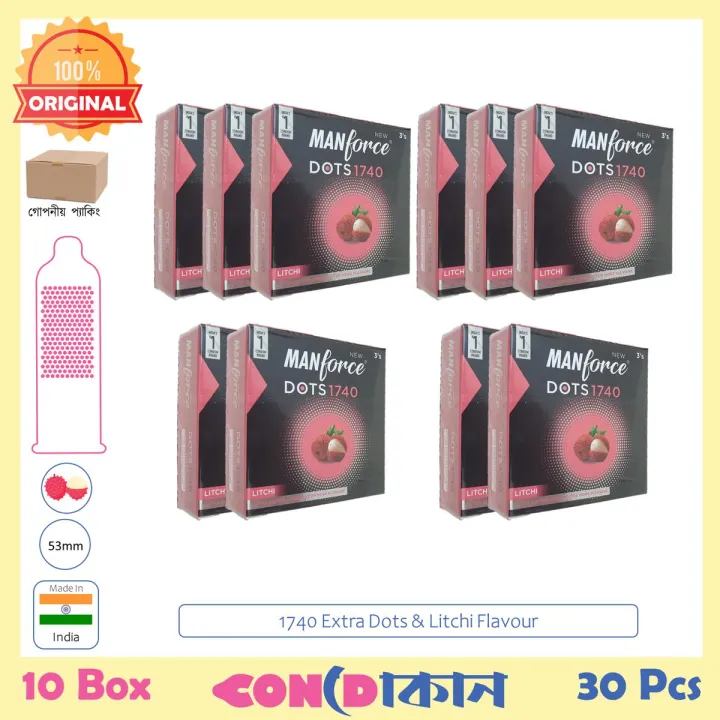 Picture of Manforce 1740 Extra Dotted Litchi Flavored Condom 10 Box (30 Pcs) Indian