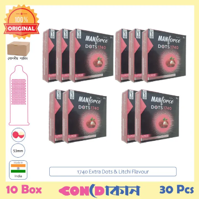 Picture of Manforce 1740 Extra Dotted Litchi Flavored Condom 10 Box (30 Pcs) Indian