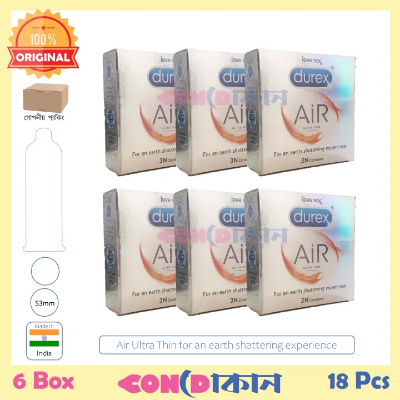 Picture of Durex AIR Ultra Thin Condom for an earth shattering experience 6 Box (18 Pcs) Indian