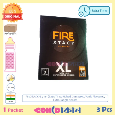 Picture of Fire XTACY XL 7in1 Extra Time Condom 1 Pack (3 Pcs)