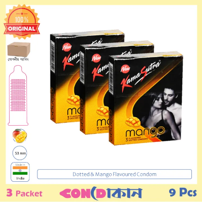 Picture of Kamasutra Mango Flavoured Condom 3 Pack (9 Pcs)