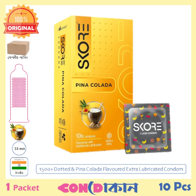 Picture of SKORE 1500+ Dotted Pina Colada Flavoured Condom 1 Pack (10 Pcs)